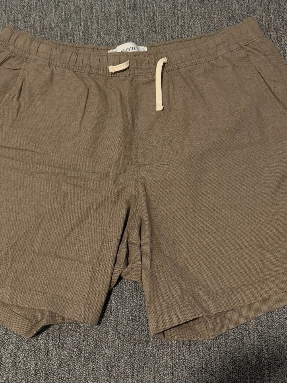 Hollister Men's Brown Linen-Blend Drawstring Shorts